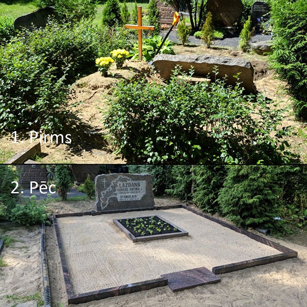 Verbesserung der Grabgebiete, Installation von Grabdenkmälern