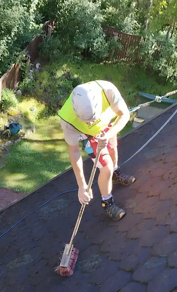 Roof covering washing and cleaning