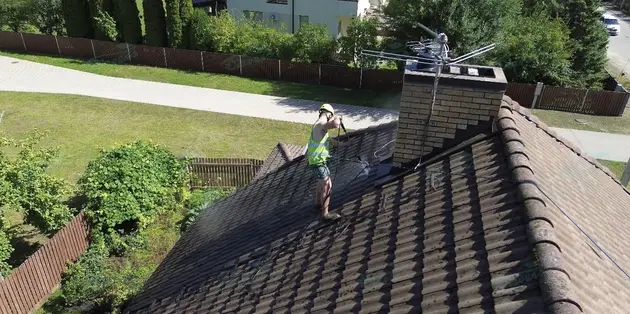 Roof covering washing and cleaning