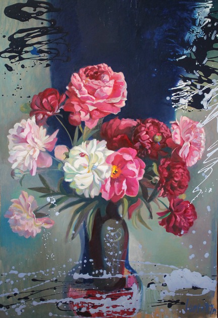 Jāņu nakts peonijas; 110 x 70; k.e.; cena-500 EUR