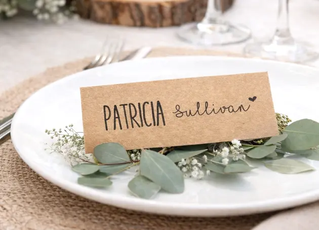 Minimalist and natural place cards made from kraft paper, featuring guests’ names in a modern handwritten style.
The simple design creates a calm, tasteful, and welcoming atmosphere. These cards are especially suited for rustic, eco, botanical, or boho-style weddings, where a sense of natural beauty and thoughtfully chosen details matter.Design catalog: www.invite.lv. Orders can be placed by phone: 26162047,
email: agnese@invite.lv. Place cards,
Personalized place cards, Wedding place cards, Festive place cards, Place cards
with names, Printed place cards, Birthday place cards, Children's party place
cards, Vintage place cards, Modern place cards, Paper place cards, Handmade
place cards, Stylish place cards for celebrations, Quick personalized place
cards, Cheap place cards, Name place cards, Guest name place cards, Seating
place cards, Wedding name place cards, Celebration place cards, Banquet place
cards, Event seating place cards, Handmade name place cards, Table decorations