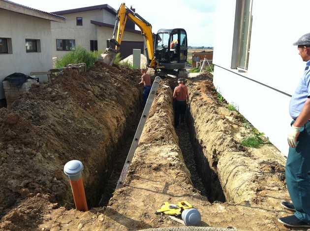 Construction of interior and exterior sewerage and water-supply systems