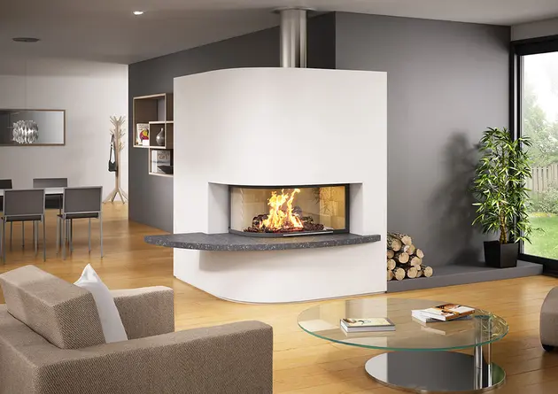 Panoramic fireplace inserts
