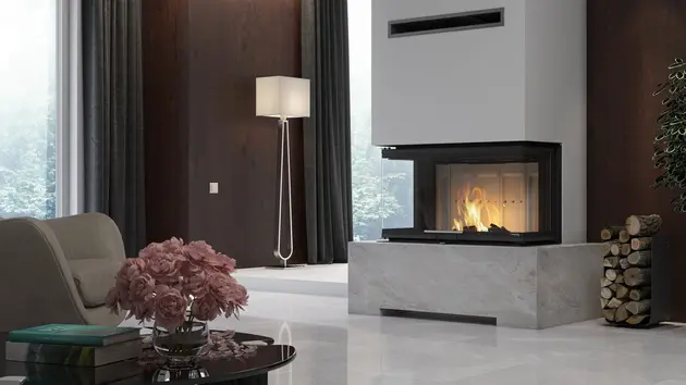 Three-sided fireplace inserts