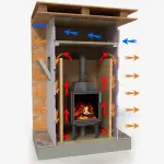 Radiant heat fireplaces
