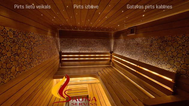 Pirts izbūve, pirts apdares dēļi, pirts gaismas, saunas krāsns, kadiķa siena