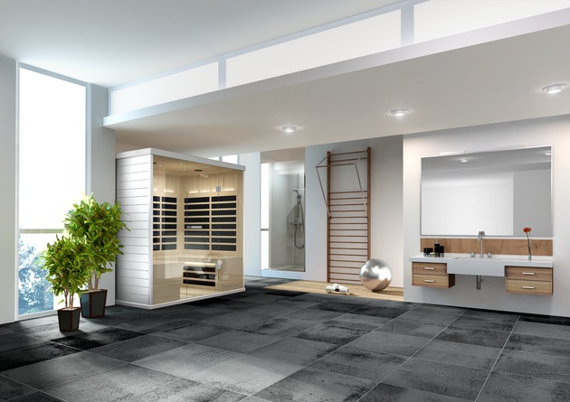 Infra sarakano staru kabīne sporta klubā